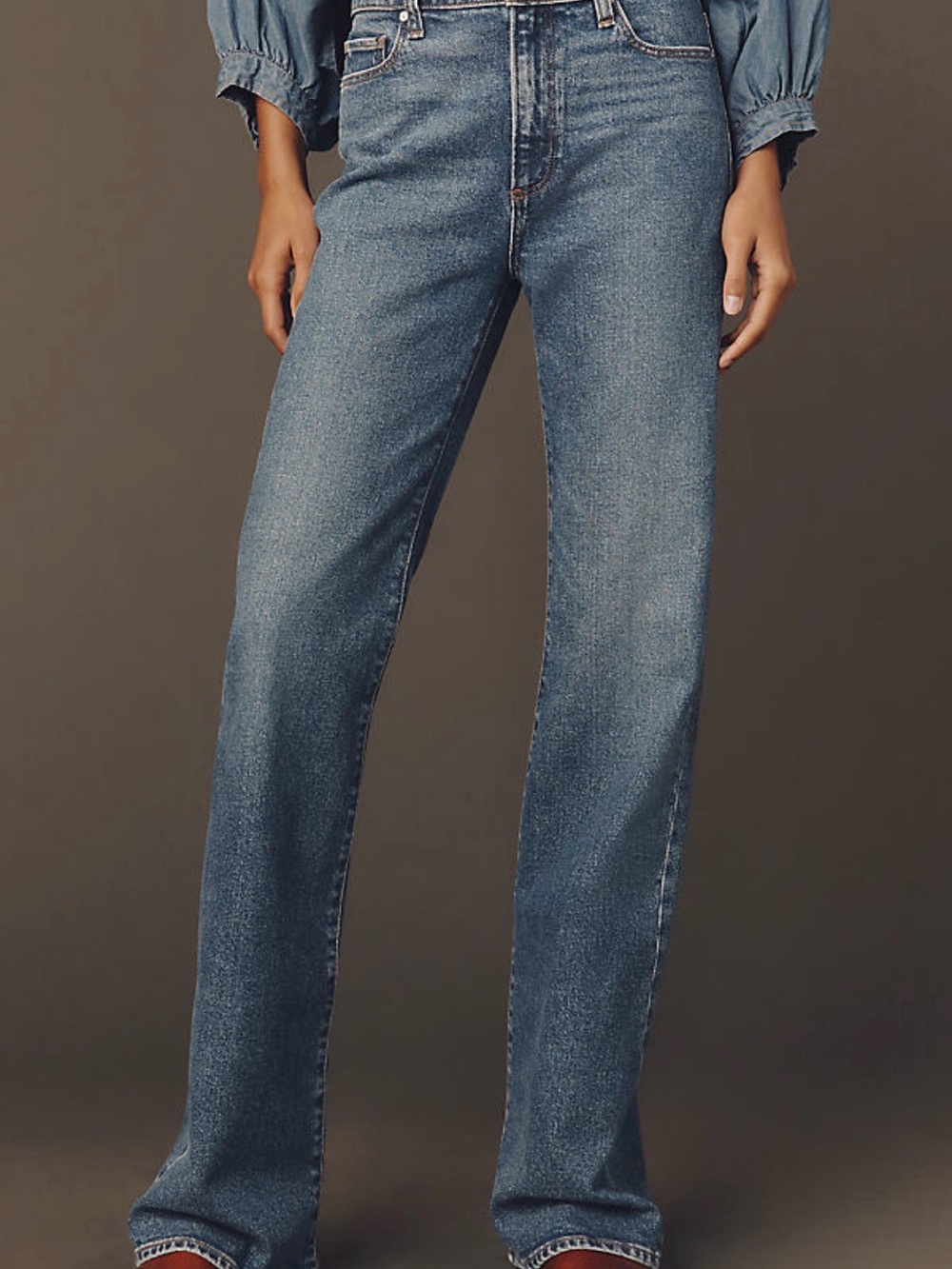 PAIGE Sofia High Rise Wide Leg Jeans Medium Wash Size 28